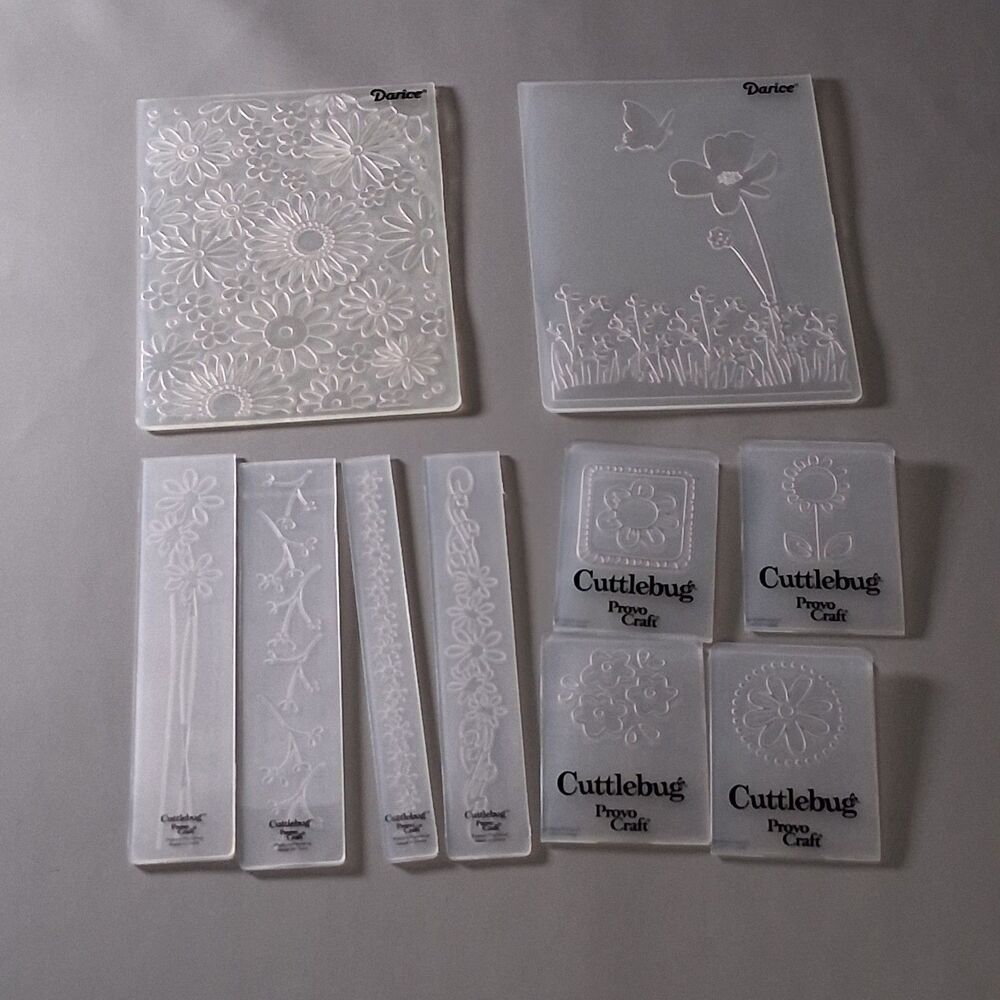 Lot of 10 Darice Cuttlebug Embossing Folders Borders Floral Flowers Daisy Spring